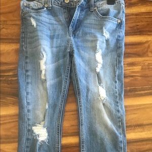 Destruction skinny crop jeans